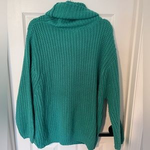 Leith Teal Cowl Neck Sweater